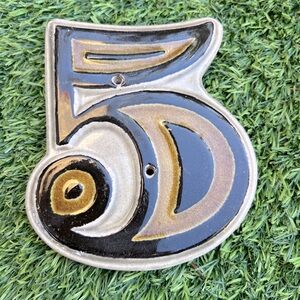 Vintage Ceramic Number 5 Wall Tile Unusual